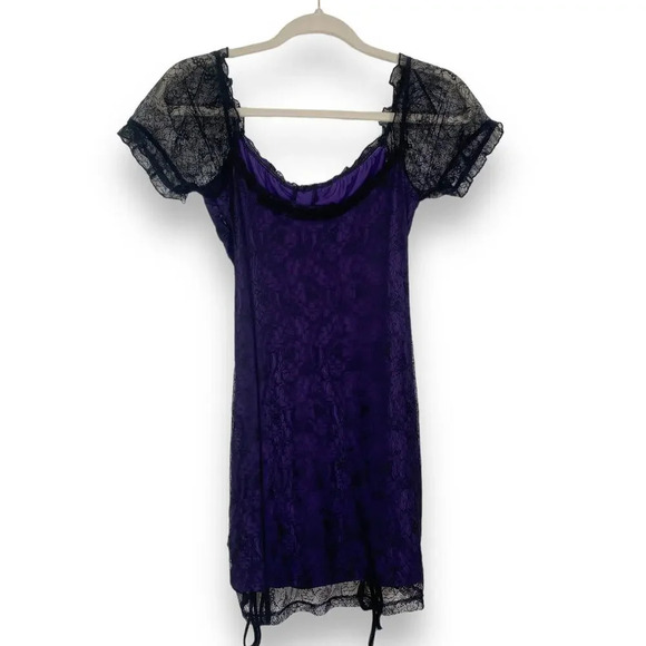 DELIA'S DOLLSKILL Wicked For What It's Worth Dress Purple Lace Alt Goth Small - Picture 2 of 10